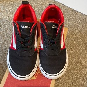 Vans Ward Slip On Checkered Tape Black & Red Toddler size 9 with Box